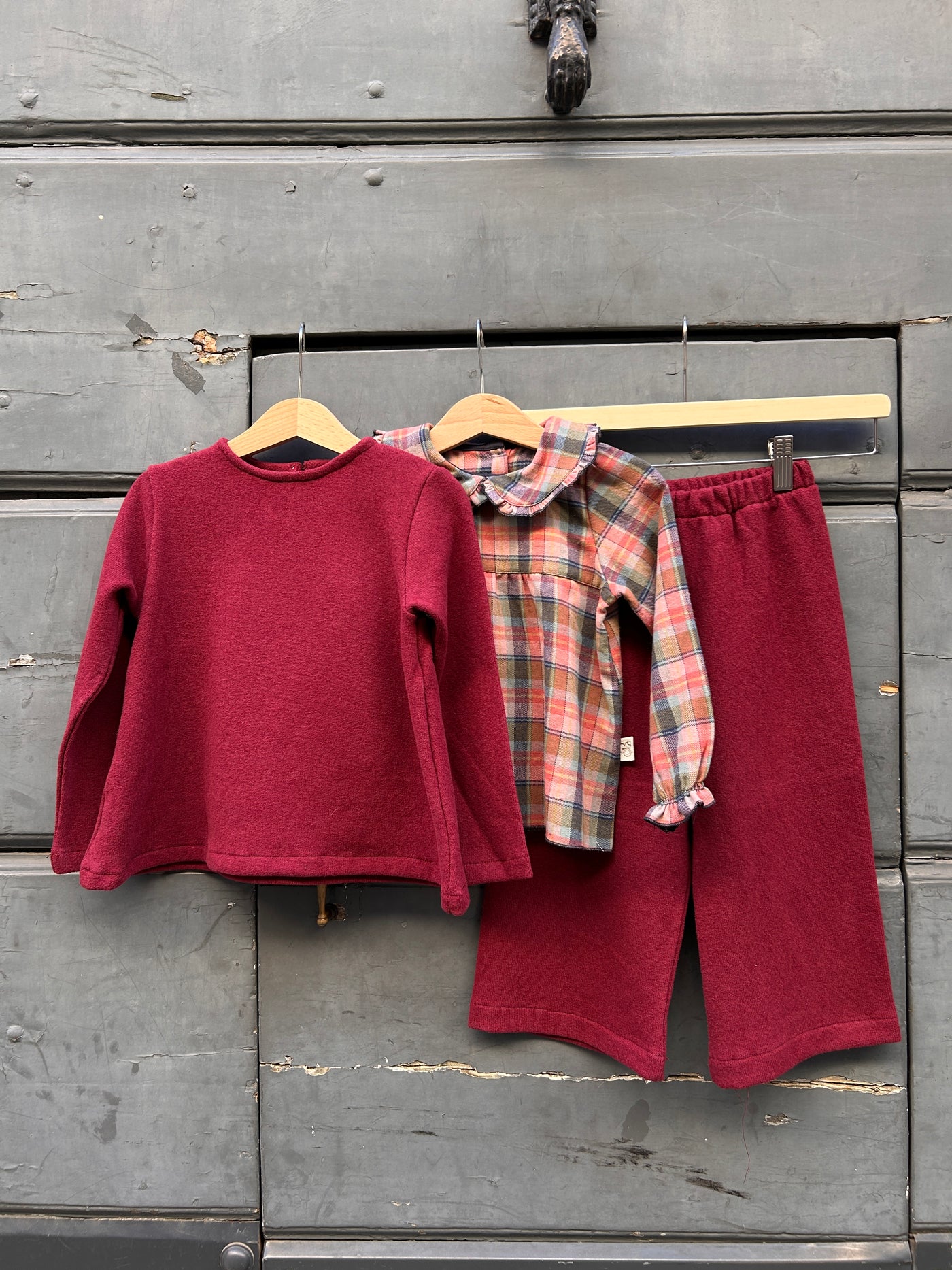 Completo REBECCA rouge + RUOTA caldo cotone burgundy