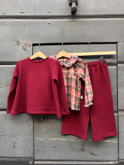 Completo REBECCA rouge + RUOTA caldo cotone burgundy