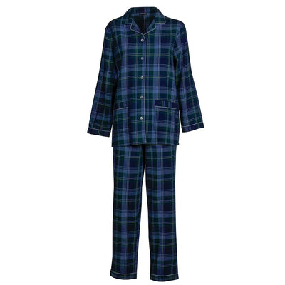 Pigiama DONNA flanella tartan verde e blu - GIRIC