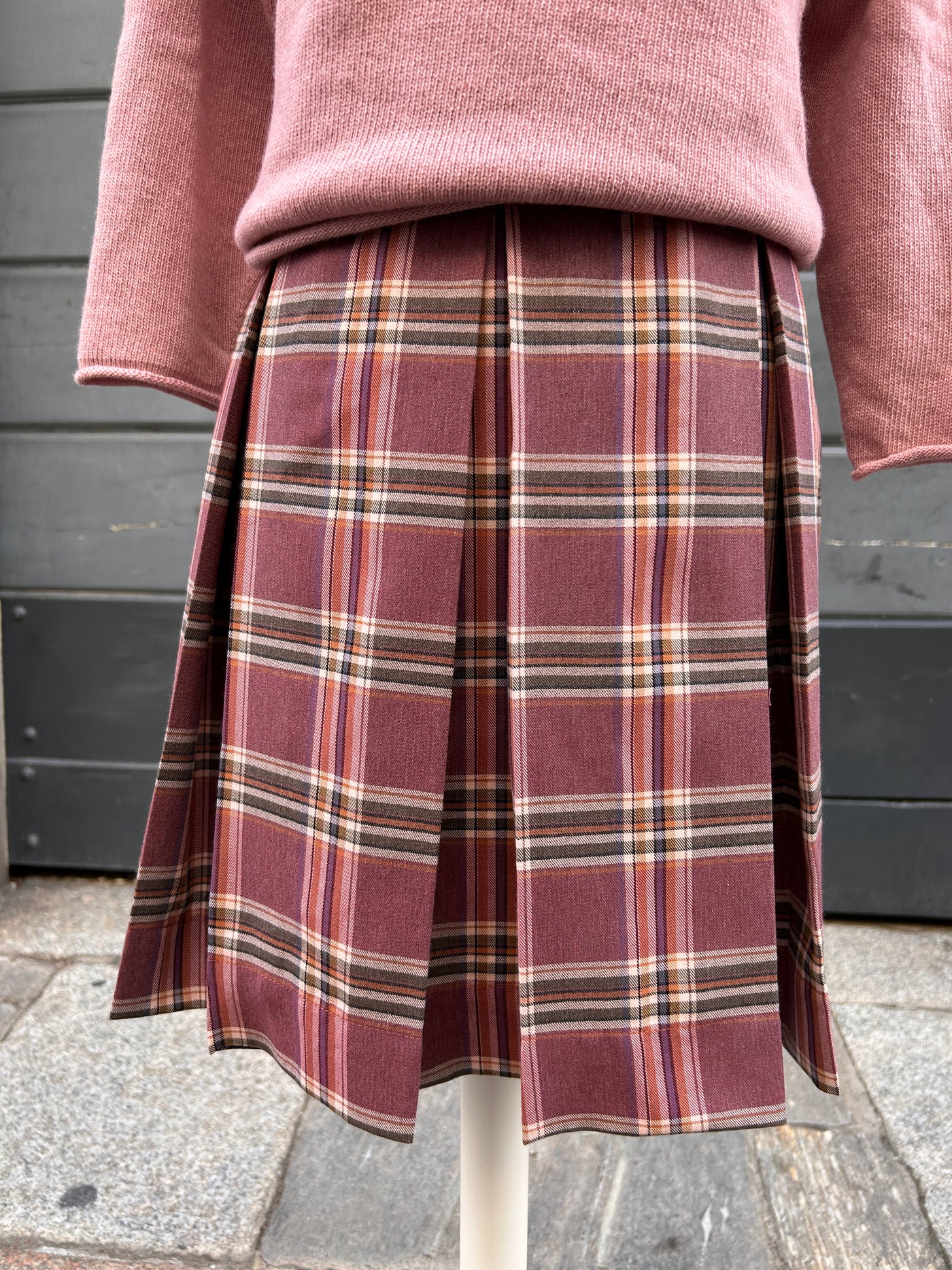 Gonna PIEGHE tartan PRUGNA