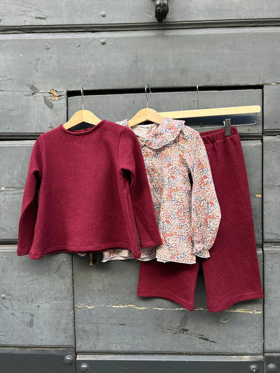 Completo REBECCA rouge + RUOTA caldo cotone burgundy
