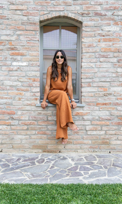 COMPLETO DONNA FRANGE mussola coccio