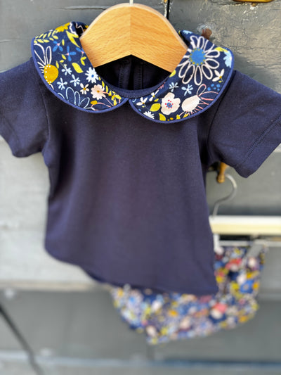 Coordinato blu fiori multicolor