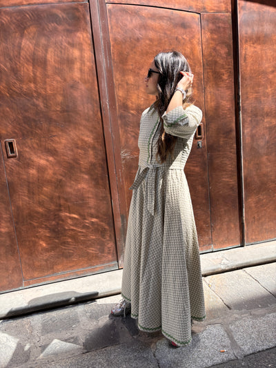 Abito SARA seersucher verde the matcha