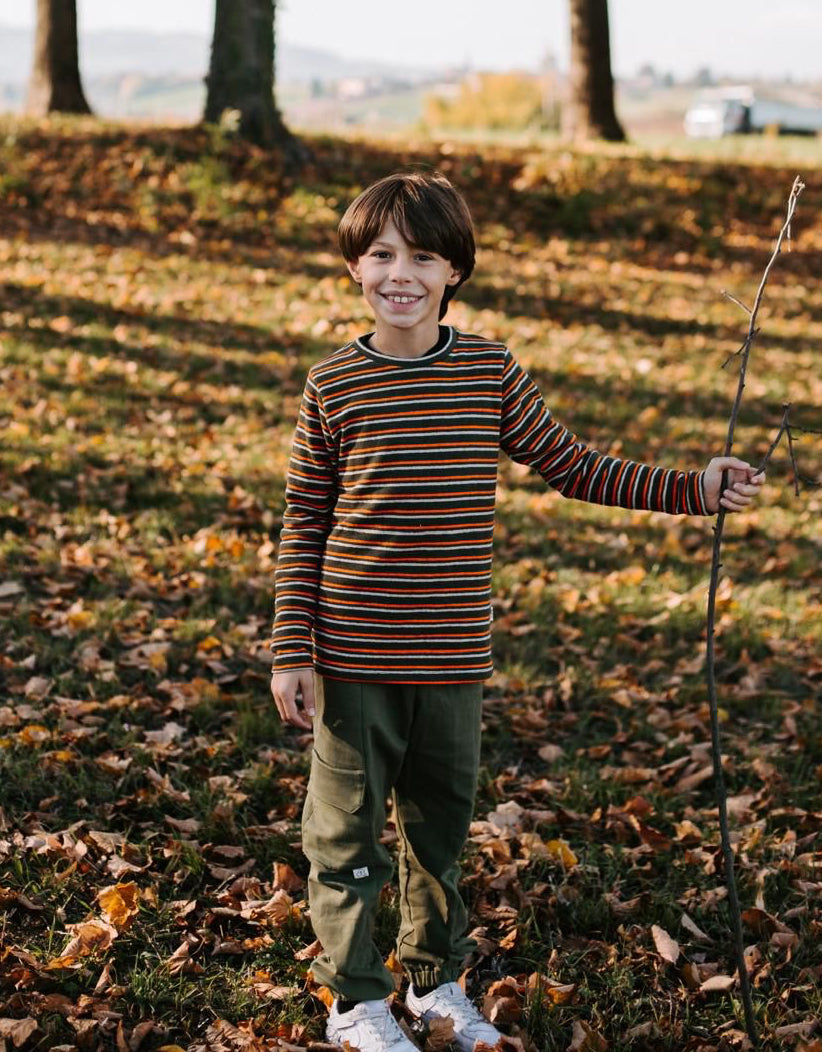 Maglioncino MATTEO a righe Verdone Arancio