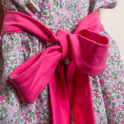Abito cotone fiori fucsia