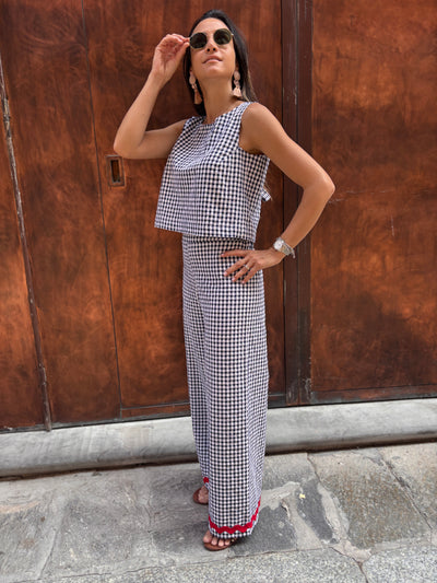 Completo seersucher blu REBECCA e TOP FIOCCO