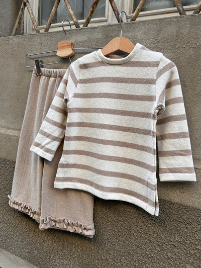 REBECCA Pantalone caldo cotone beige rouge