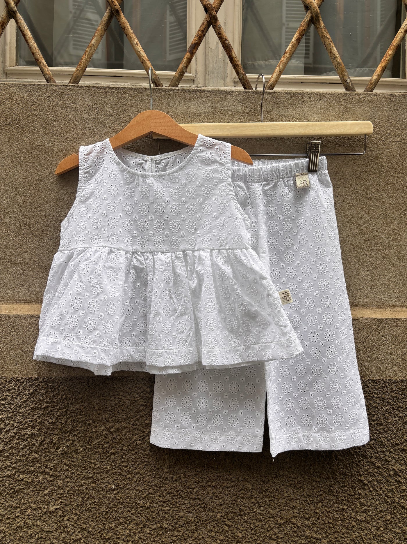 REBECCA Pantalone sangallo bianco