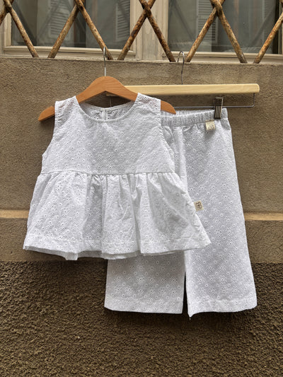 REBECCA Pantalone sangallo bianco