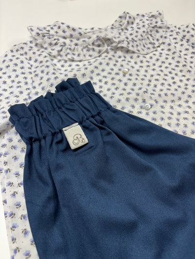TITTA Camiciola cotone fiorellini blu