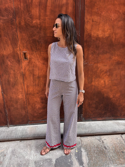 Completo seersucher blu REBECCA e TOP FIOCCO