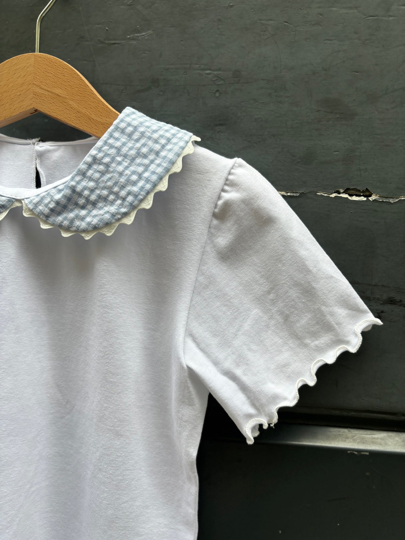 CLAUDINE collo vichy azzurro con ondina