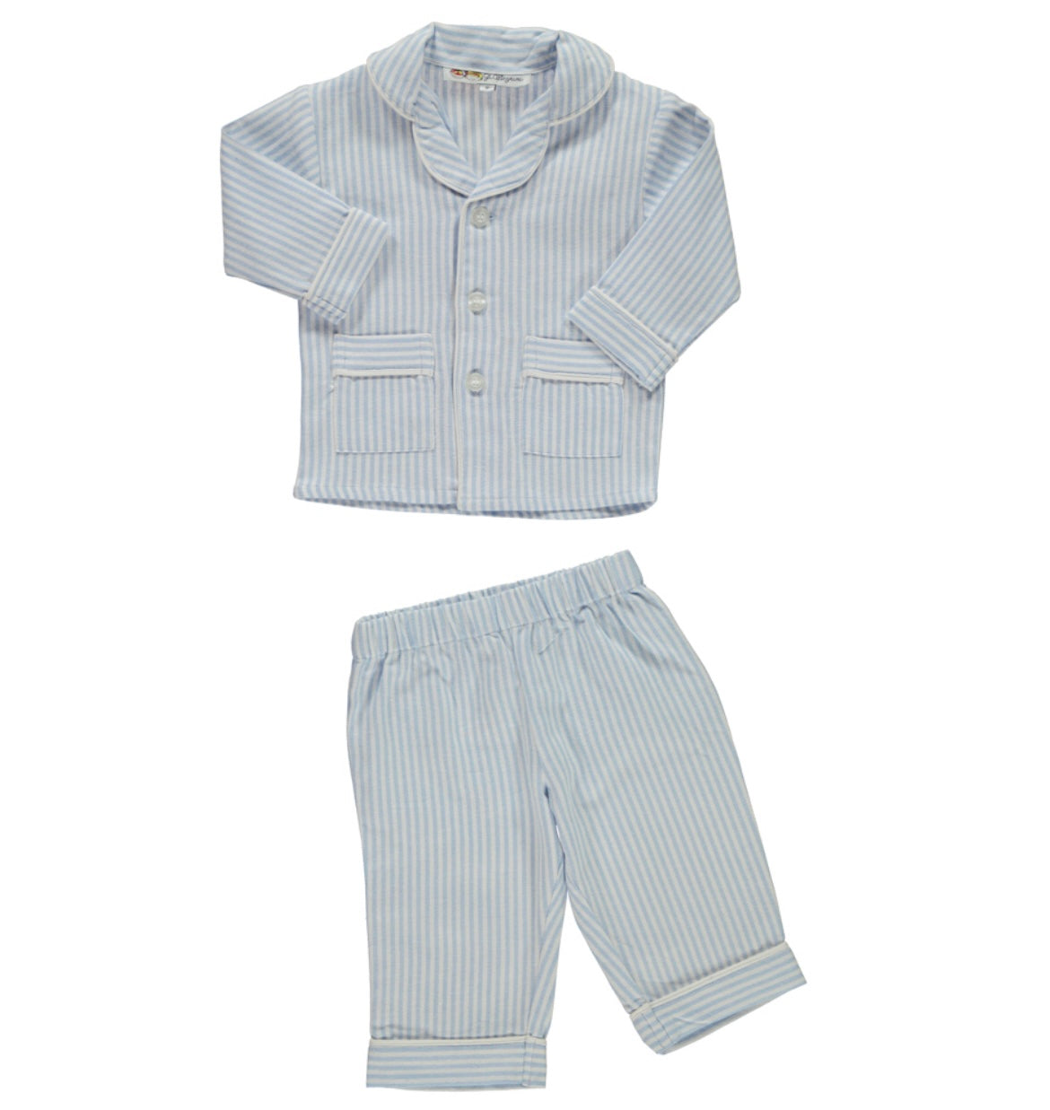 Pigiama BABY flanella bianco e celeste