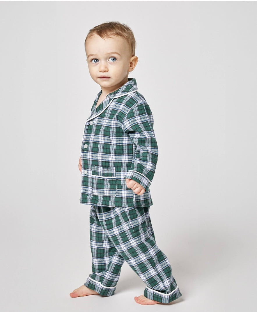 Pigiama BABY flanella tartan verde - Albert