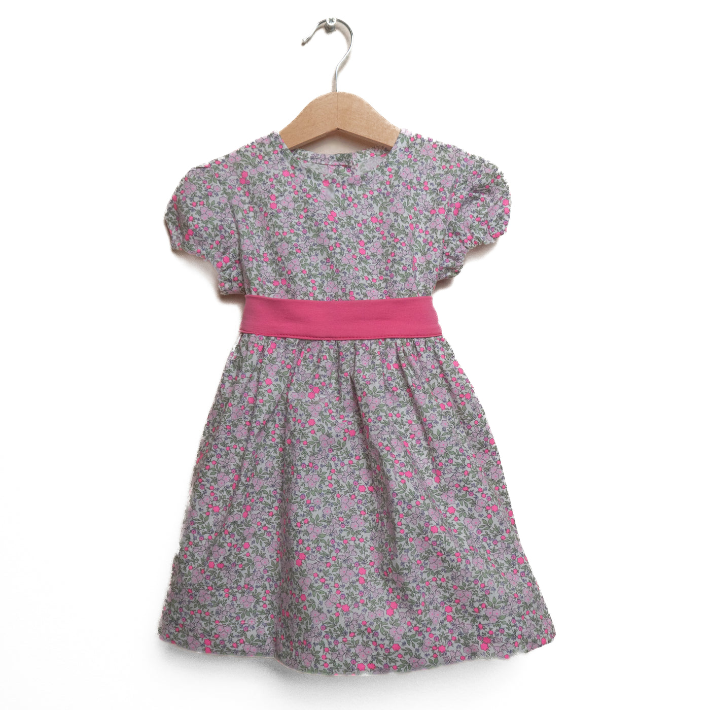 Abito cotone fiori fucsia