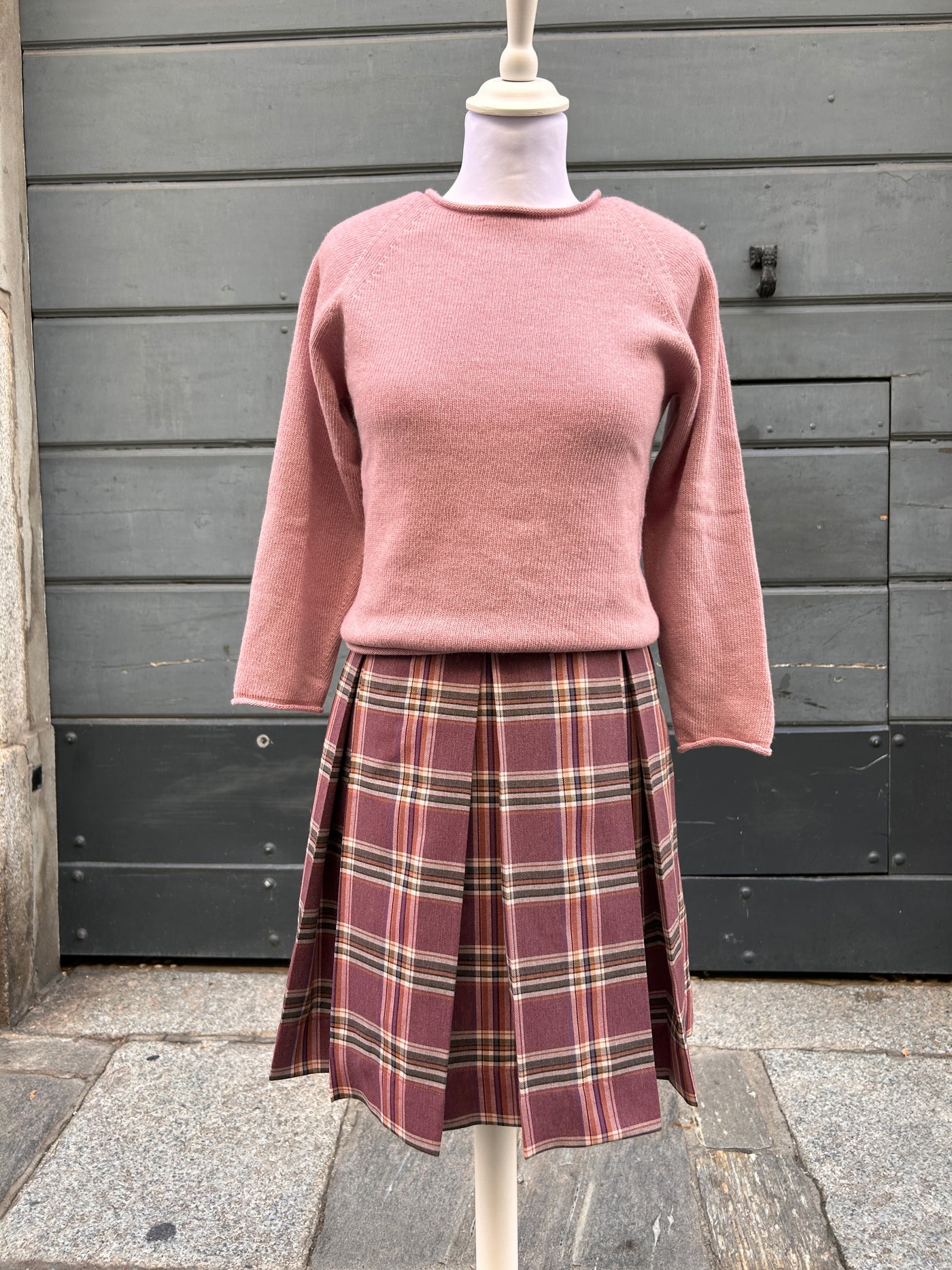 Gonna PIEGHE tartan PRUGNA