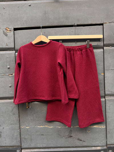 Completo REBECCA rouge + RUOTA caldo cotone burgundy