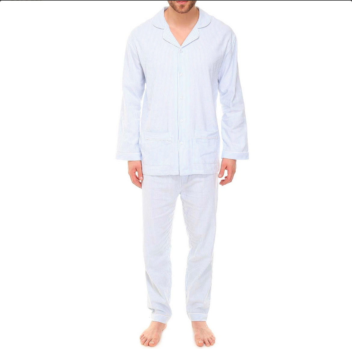 Pigiama UOMO flanella bianco e azzurro