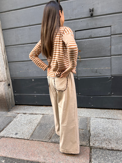 Pantalone PALAZZO DONNA velluto tasche ondine