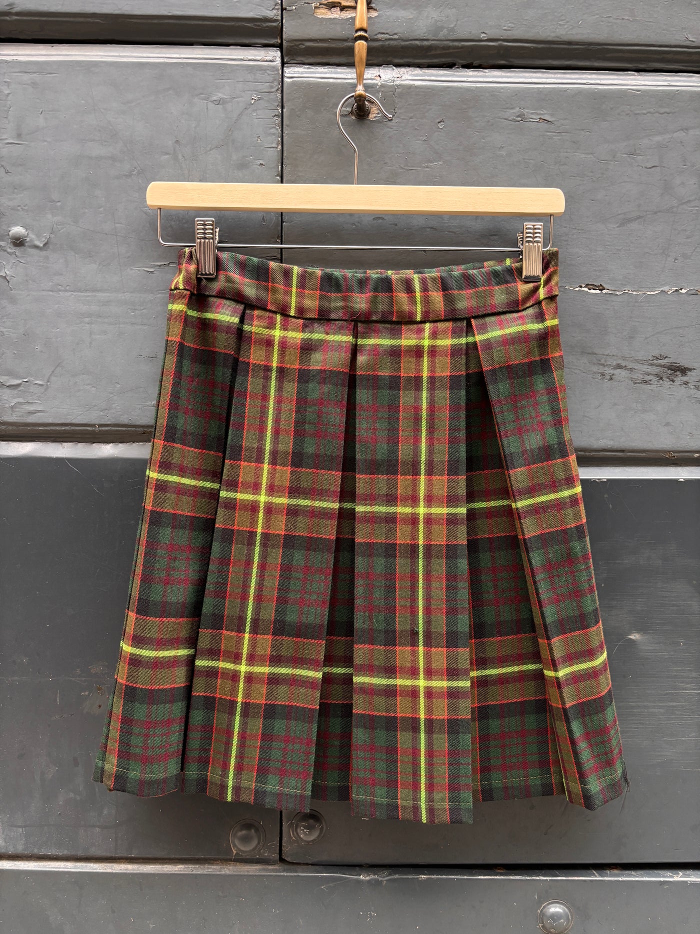 Gonna PIEGHE tartan fluo BLU/VERDE