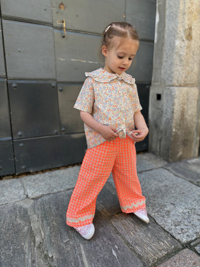 REBECCA Pantalone seersucker fluo arancio