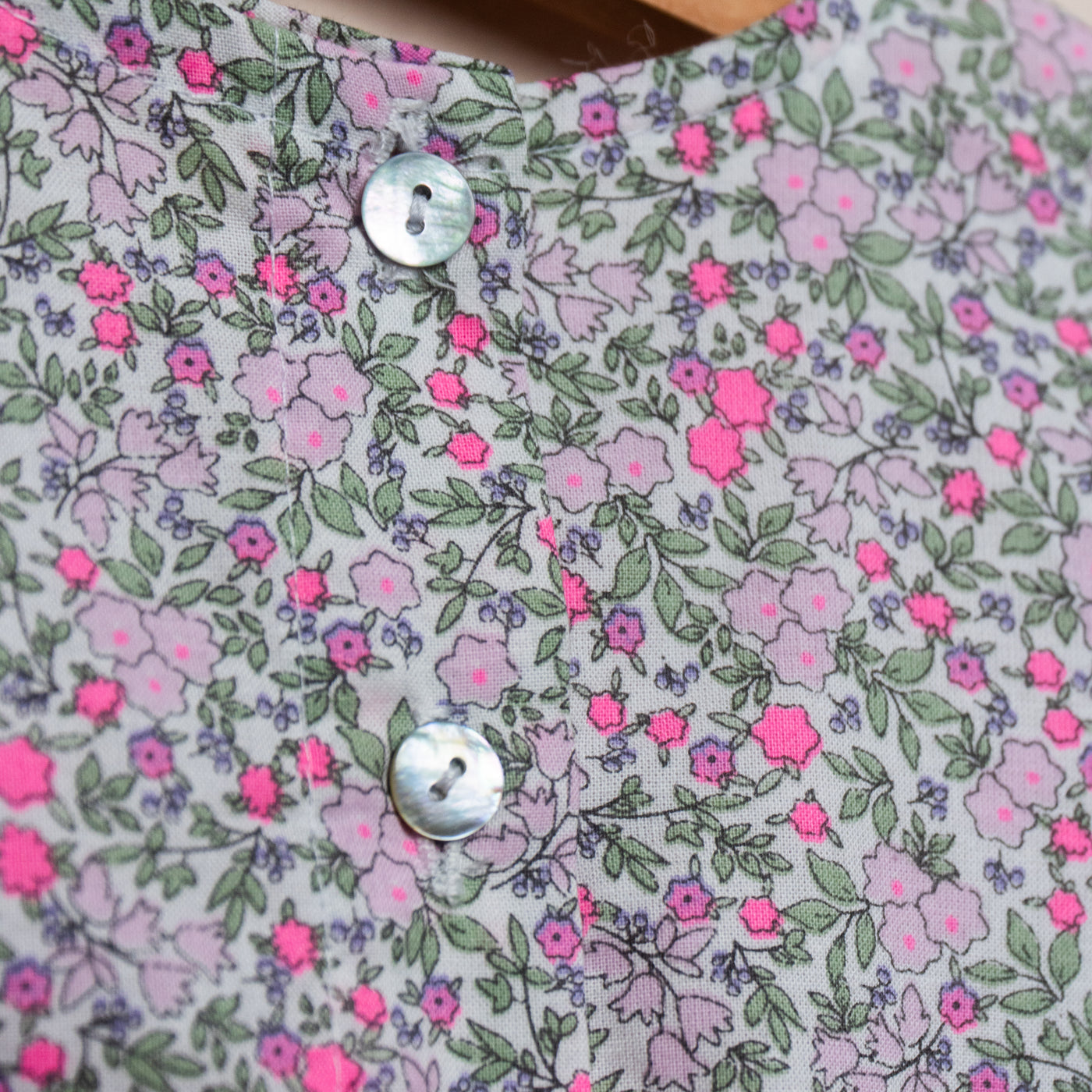 Abito cotone fiori fucsia