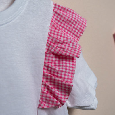 T-shirt Volant seersucher fucsia