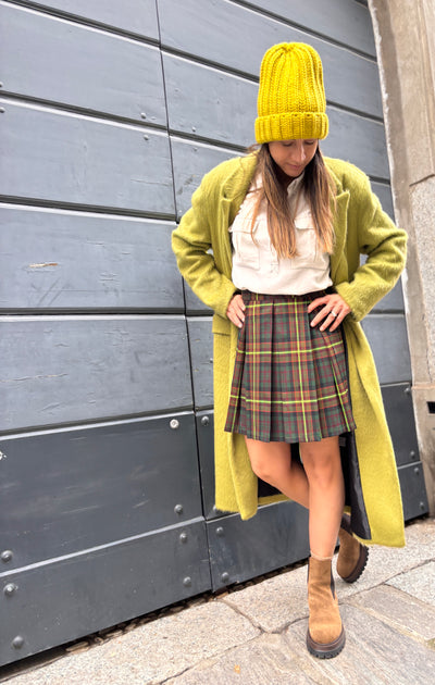 Gonna PIEGHE tartan fluo BLU/VERDE
