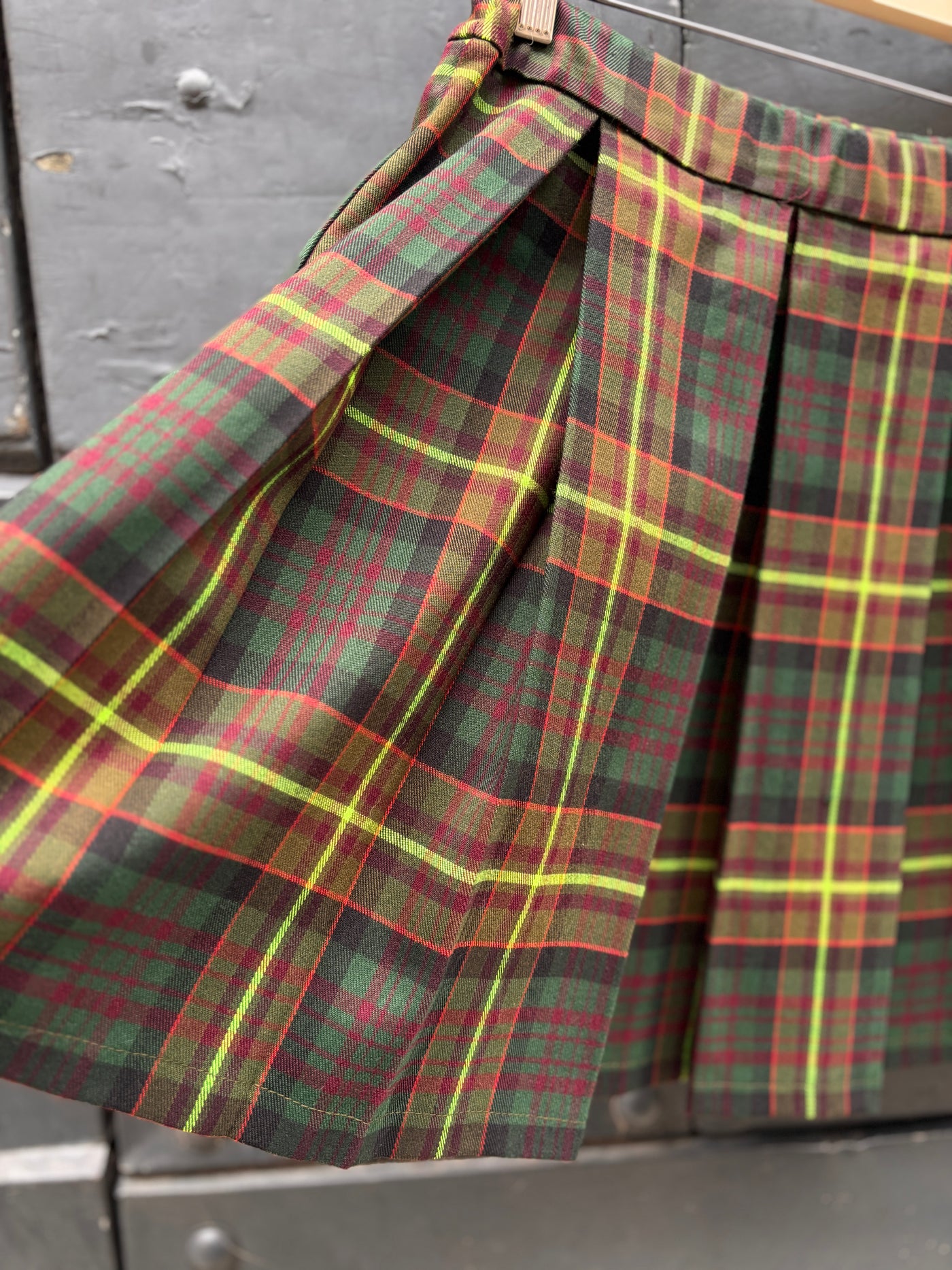 Gonna PIEGHE tartan fluo BLU/VERDE