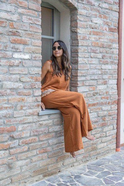 COMPLETO DONNA FRANGE mussola coccio