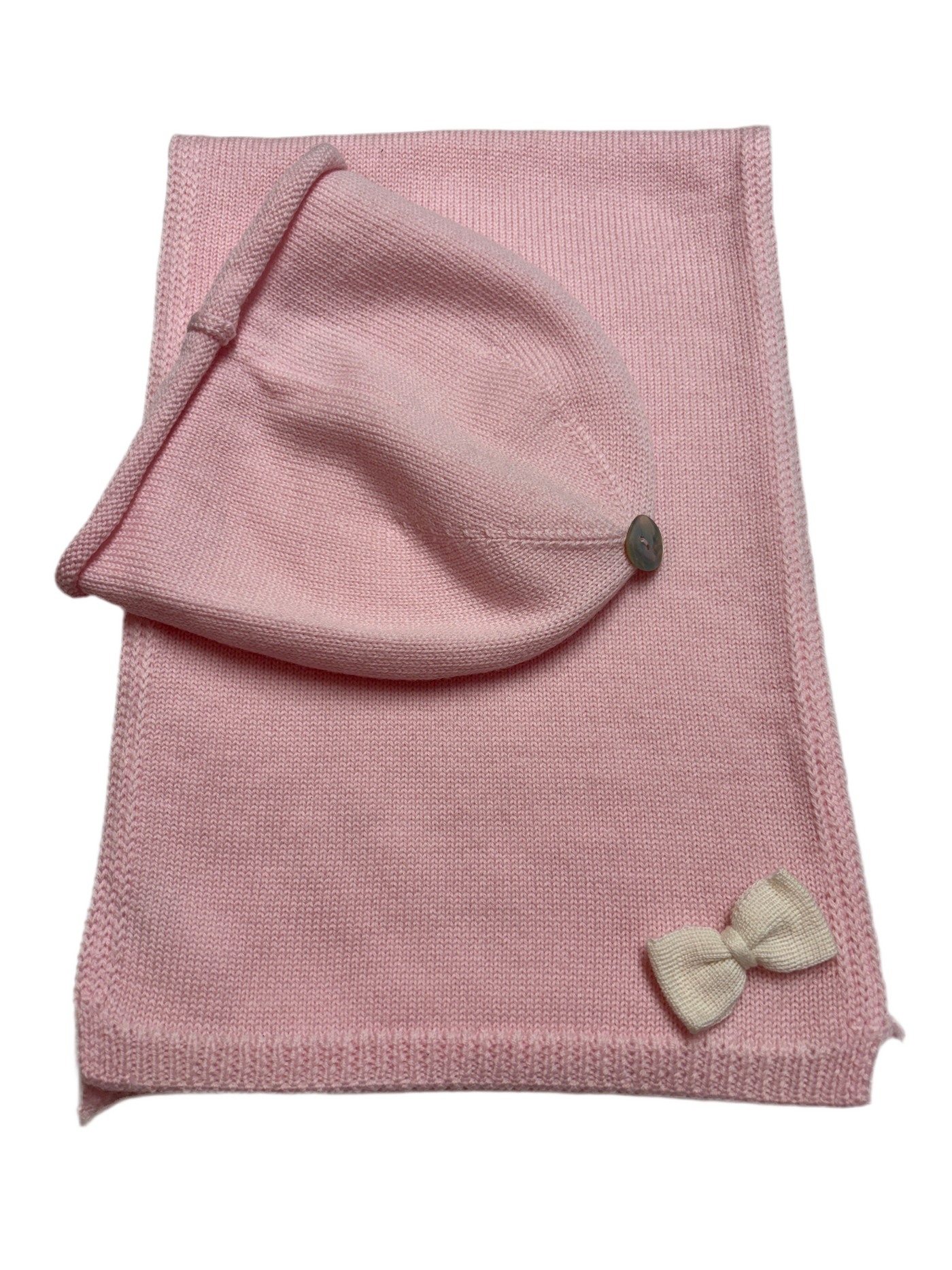 Coordinato cuffia e sciarpa in lana merinos ROSA