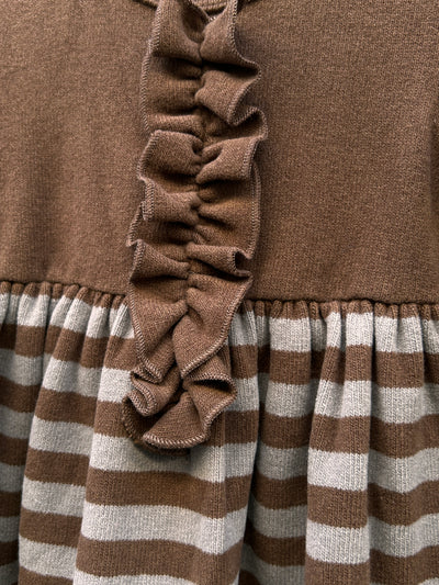 SILVIA Abito caldo cotone righe cioccolato