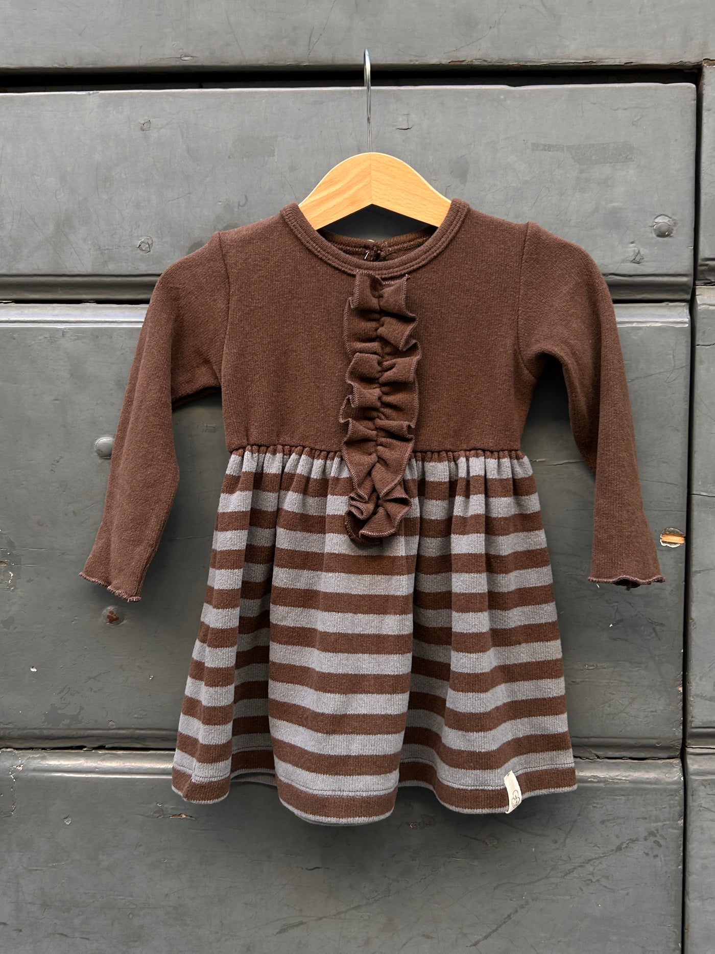 SILVIA Abito caldo cotone righe cioccolato