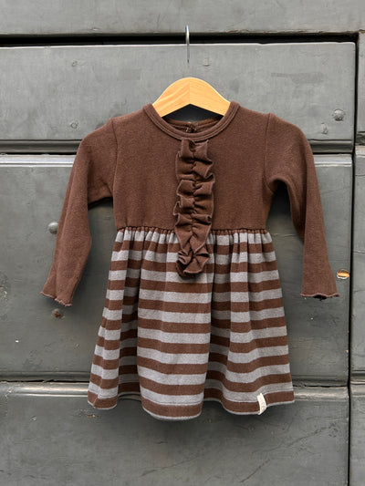 SILVIA Abito caldo cotone righe cioccolato