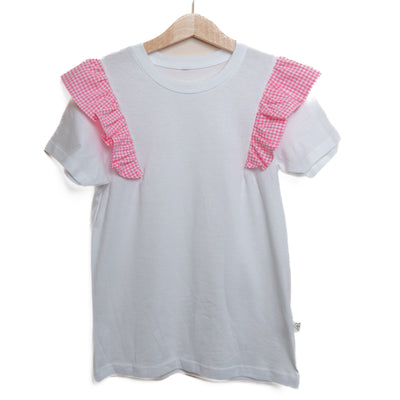T-shirt Volant seersucher fucsia