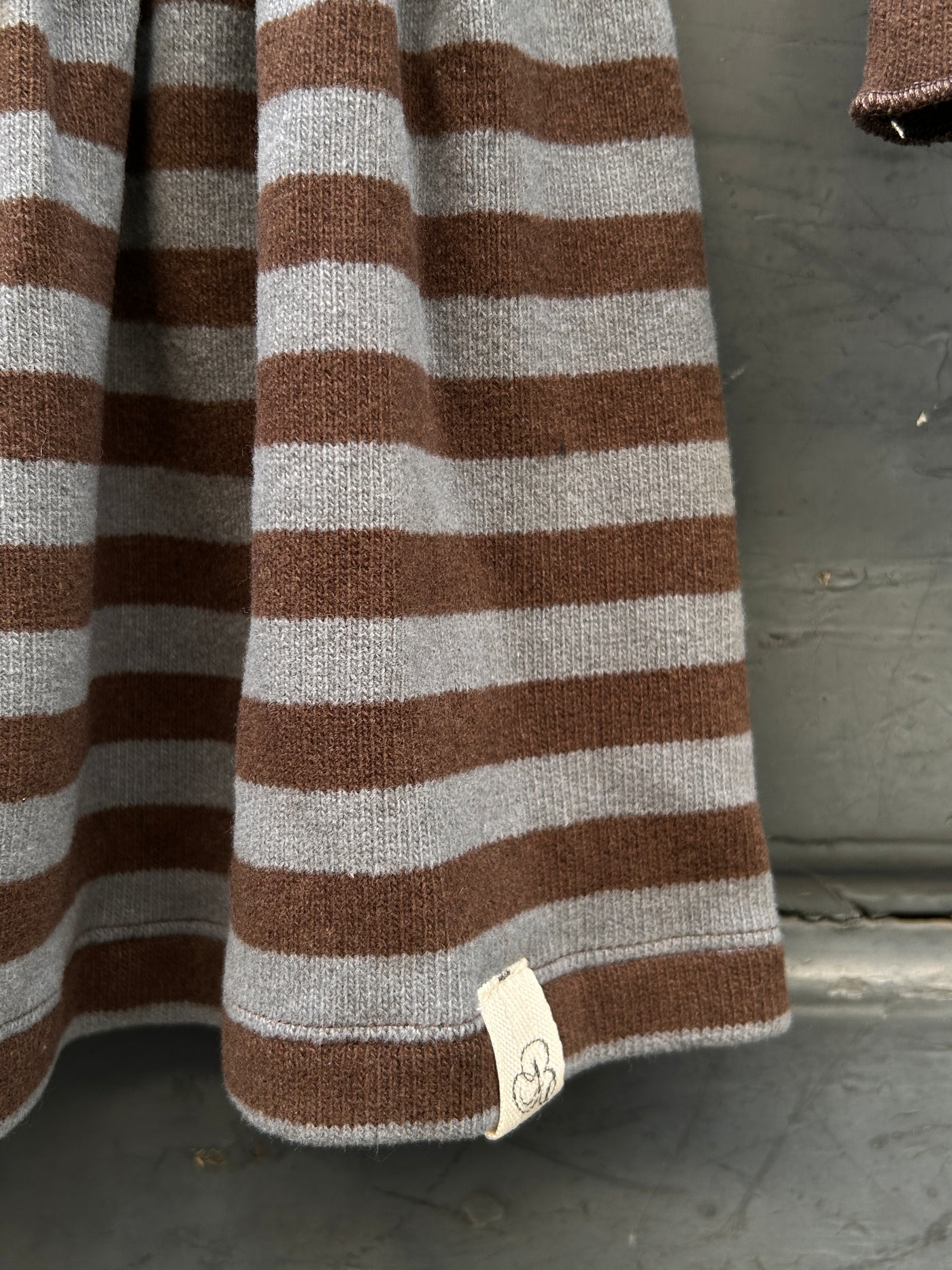 SILVIA Abito caldo cotone righe cioccolato