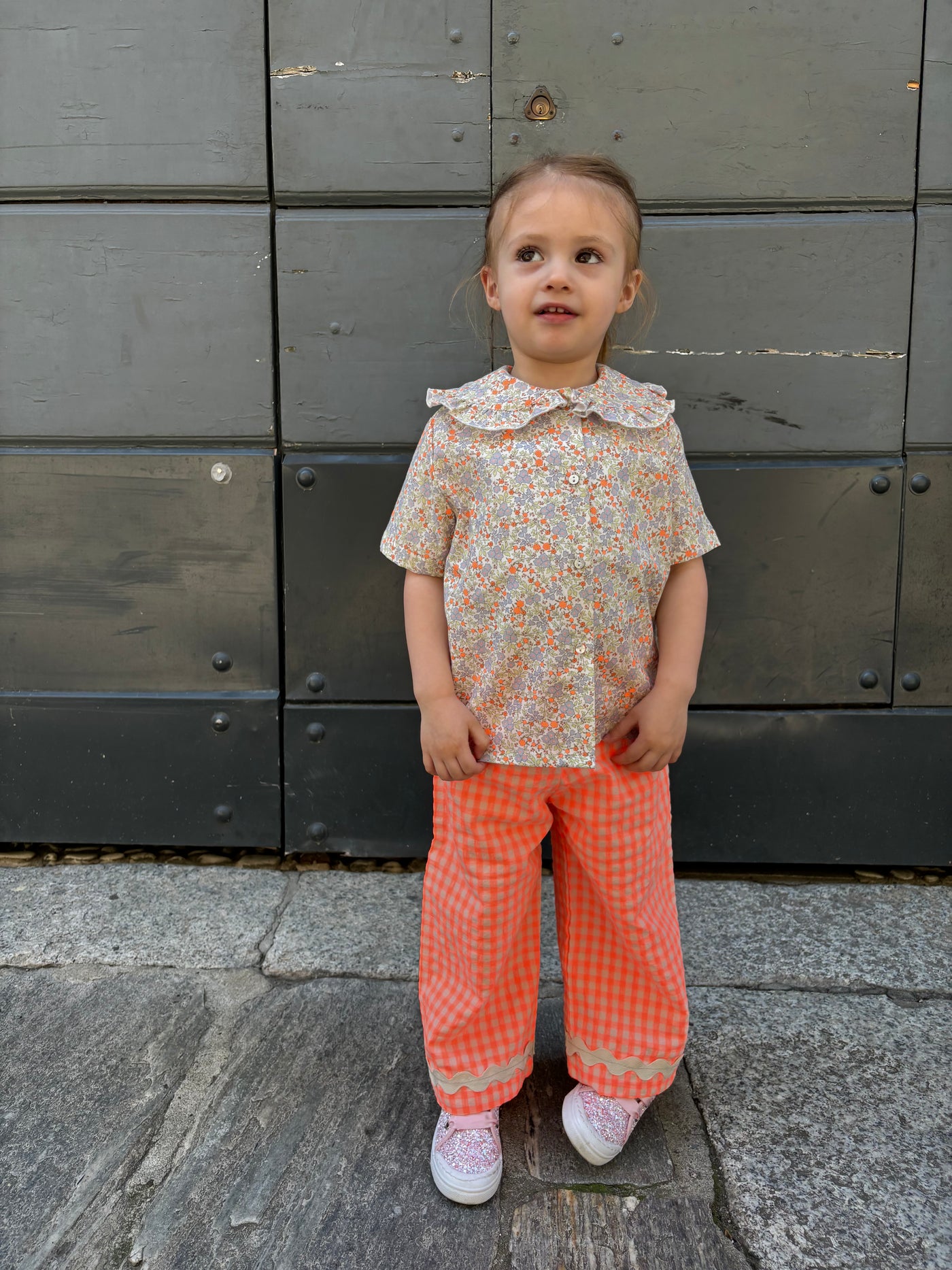 REBECCA Pantalone seersucker fluo arancio