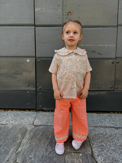 REBECCA Pantalone seersucker fluo arancio