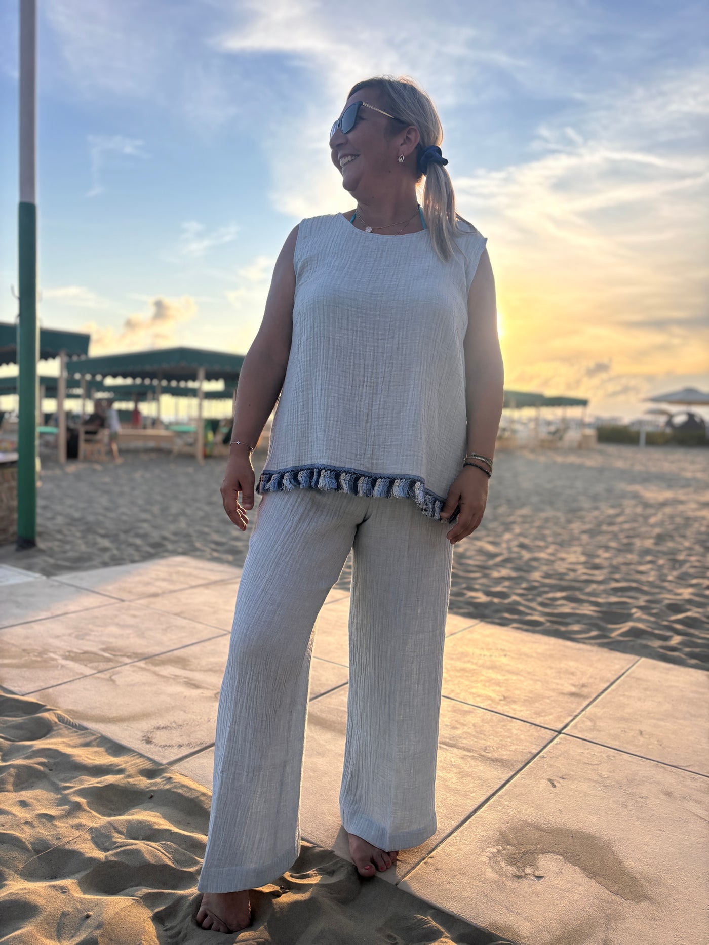 COMPLETO DONNA FRANGE mussola skyway