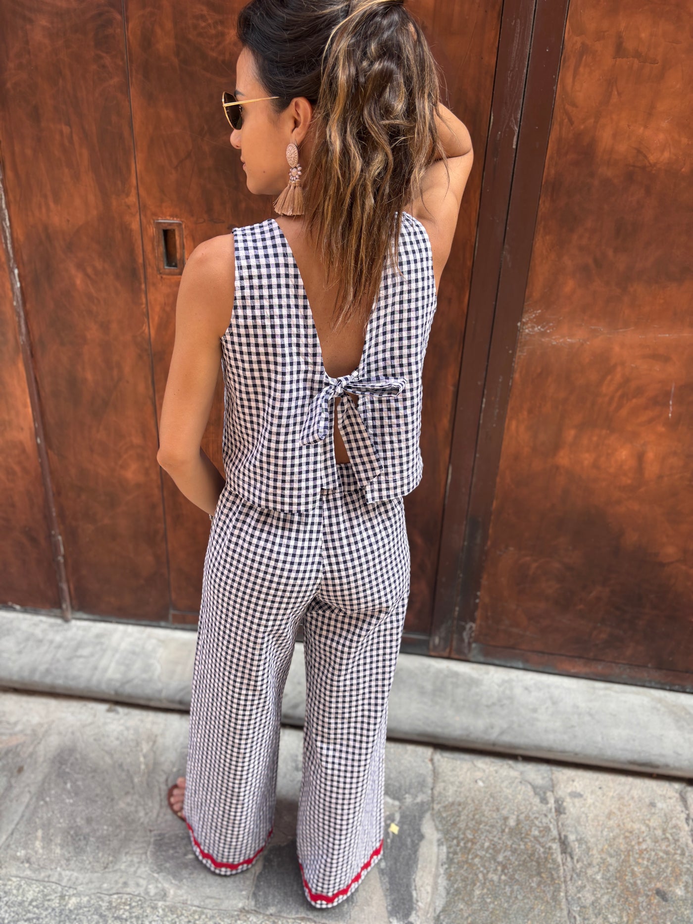 Completo seersucher blu REBECCA e TOP FIOCCO