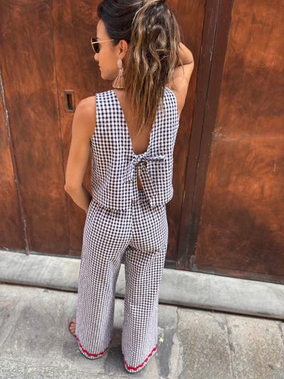 Completo seersucher blu REBECCA e TOP FIOCCO