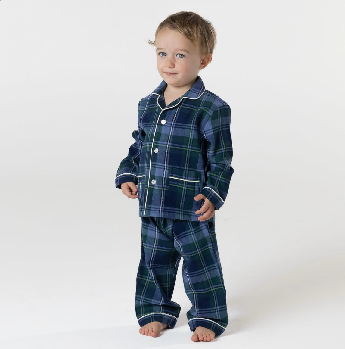 Pigiama BABY flanella quadri verde e blu - Giric