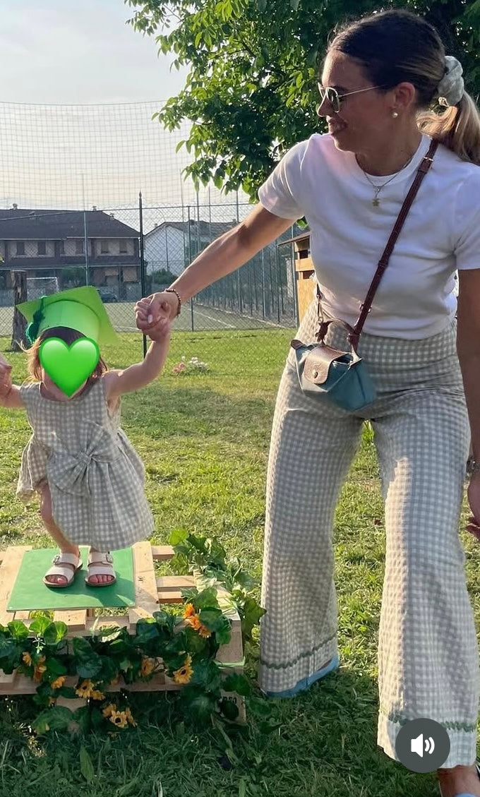 REBECCA DONNA pantalone seersucher verde the matcha