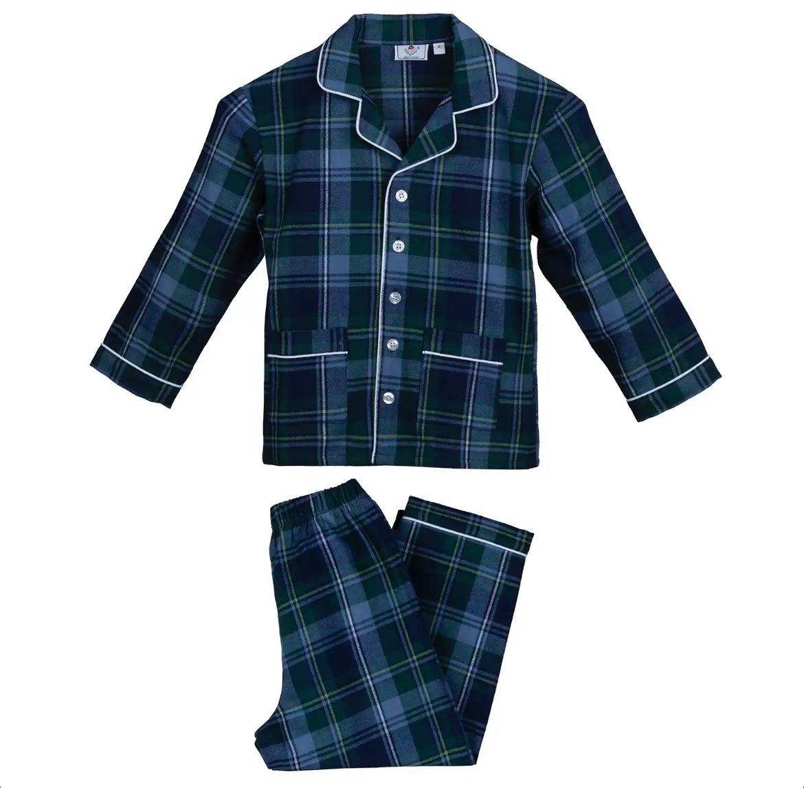 Pigiama JUNIOR flanella quadri verde e blu - Giric