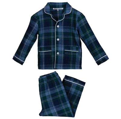 Pigiama BABY flanella quadri verde e blu - Giric