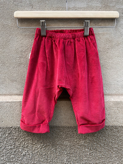 Baggy BERLINO rosso scuro microriga velluto