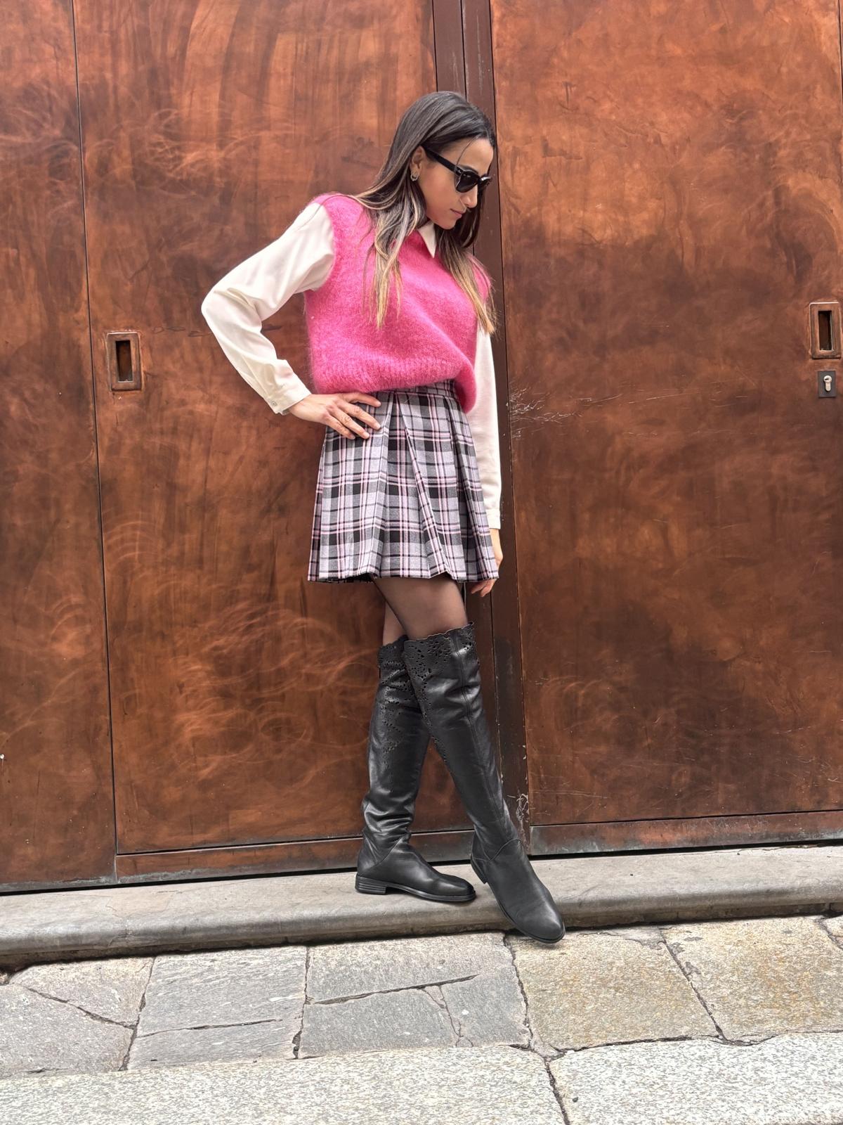 Gonna PIEGHE tartan fucsia
