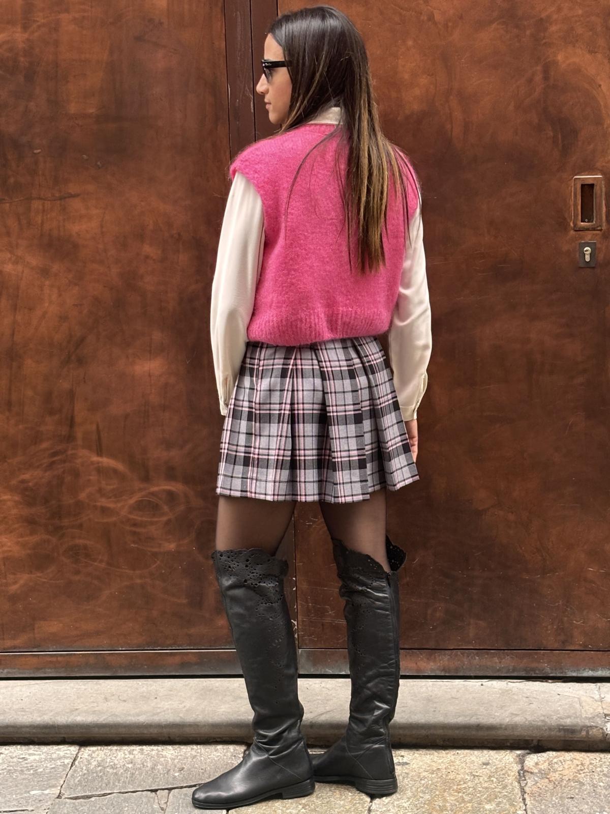 Gonna PIEGHE tartan fucsia