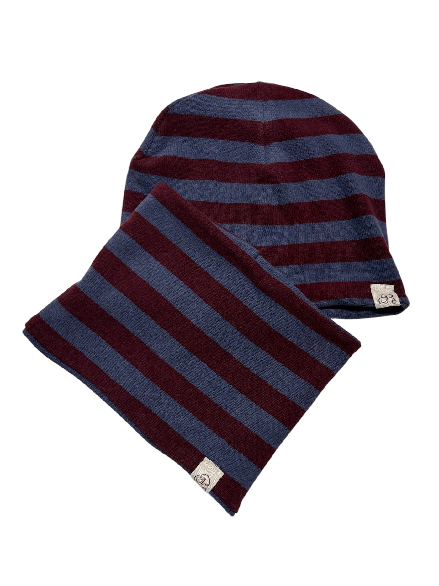 Cuffia e scaldacollo caldo cotone BORDEAUX-JEANS